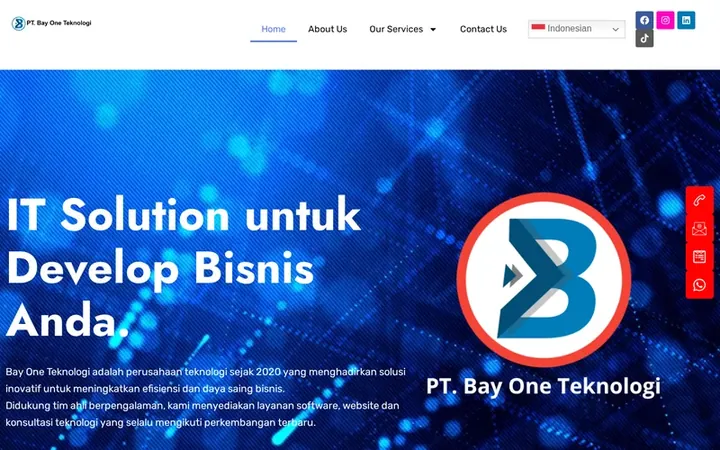 Tampilan website PT. Bay One Teknologi