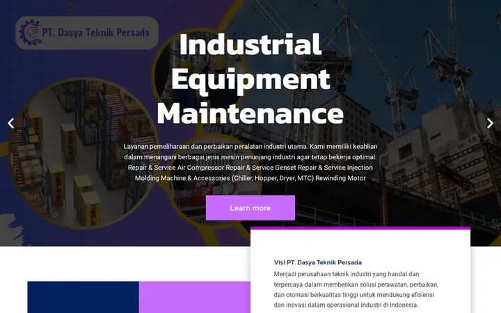Tampilan website PT. Dasya Teknik Persada
