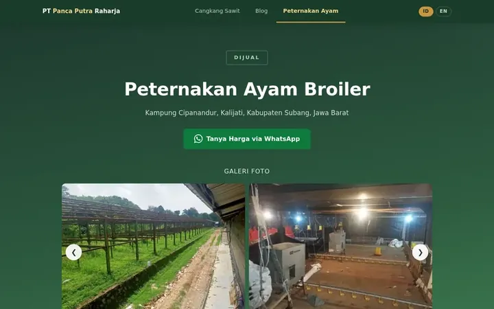 Tampilan website PT. Panca Putra Raharja